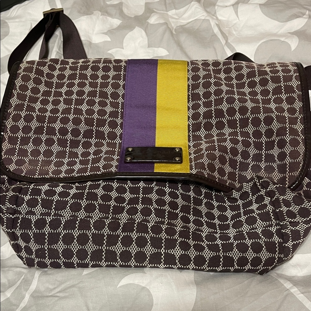 Kate Spade Diaper Bag  Messenger Bag with Purple and Yellow Stripe